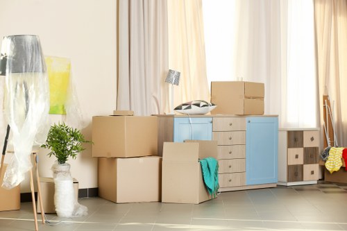 Furniture removals team preparing for an apartment move in Docklands