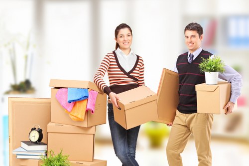 Docklands home movers planning a residential move in a modern apartment building