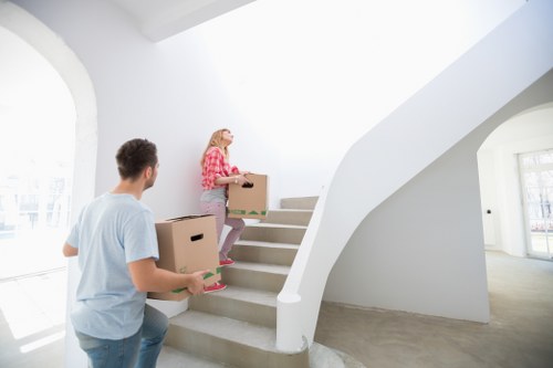 Prepared boxes and household items ready for an inner-city move