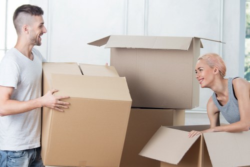 Student furniture and boxes ready for transport in Docklands